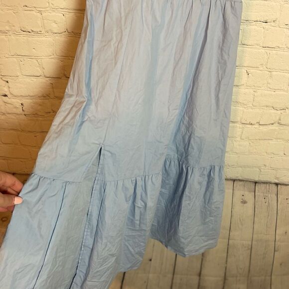 ASTR Poplin Tiered Midi Dress XS Puff Sleeve Blue NWT - Picture 9 of 12